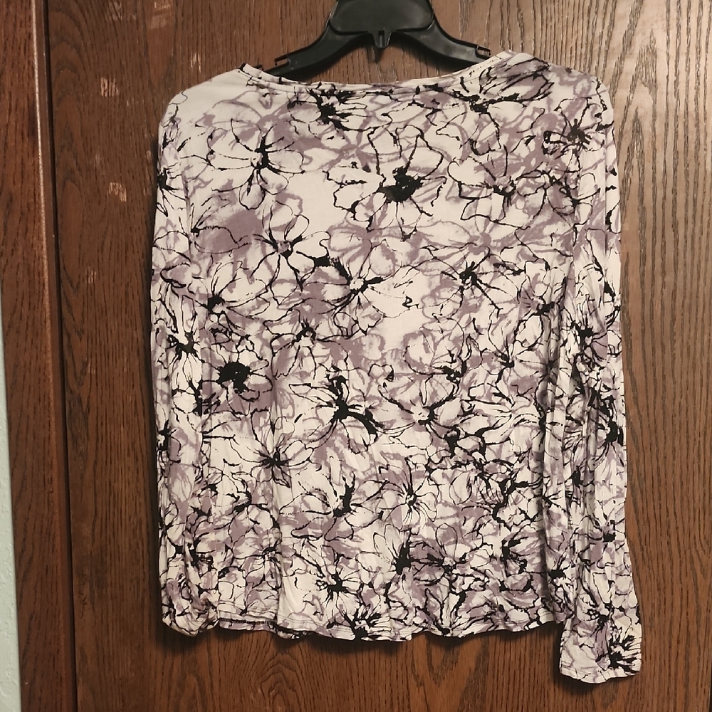 Simply Vera Vera Wang Fitted Black and Gray Blouse - Picture 3 of 4
